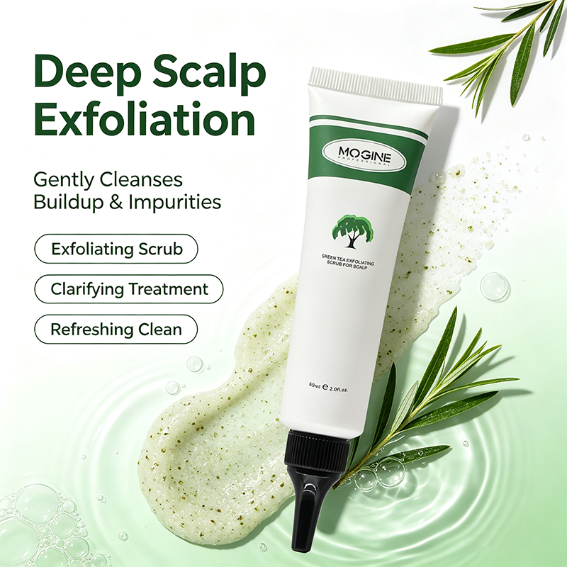 MOGINE Green Tea Exfoliating Scrub For Scalp, Deep Cleansing Scalp Exfoliator 60ml MG310060